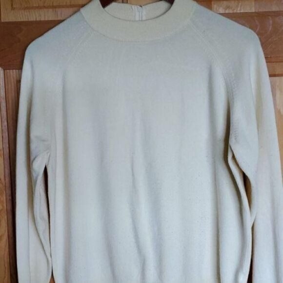 Hampshire Studio Vintage Soft Yellow Long Sleeve Zippered Sz L Sweater - Picture 6 of 9